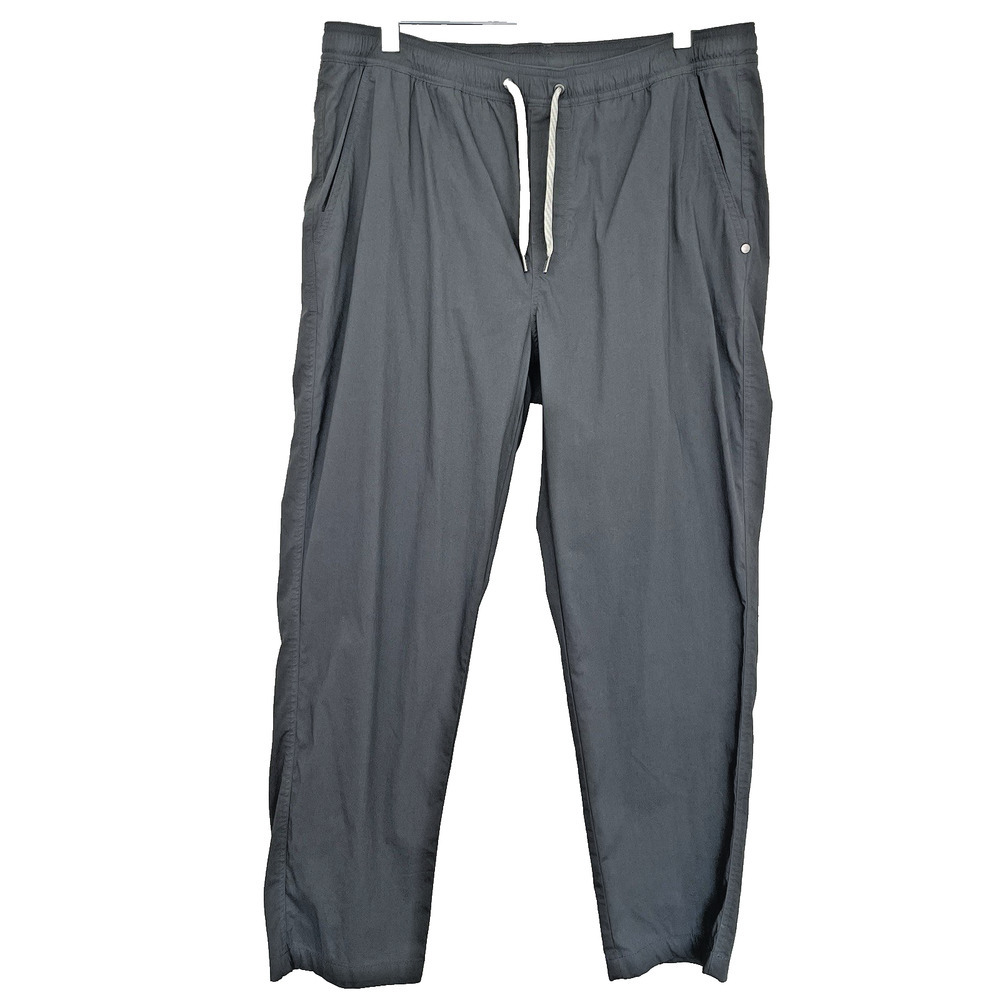 Vuori Elastic Waist Pants Mens L Gray Lined Drawstring Performance Travel Hiking